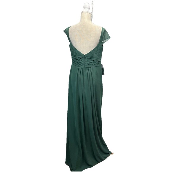 Azazie Millie Dark Green Chiffon Bridesmaid Maxi Dress A12 NWT Wedding Formal - Picture 6 of 15